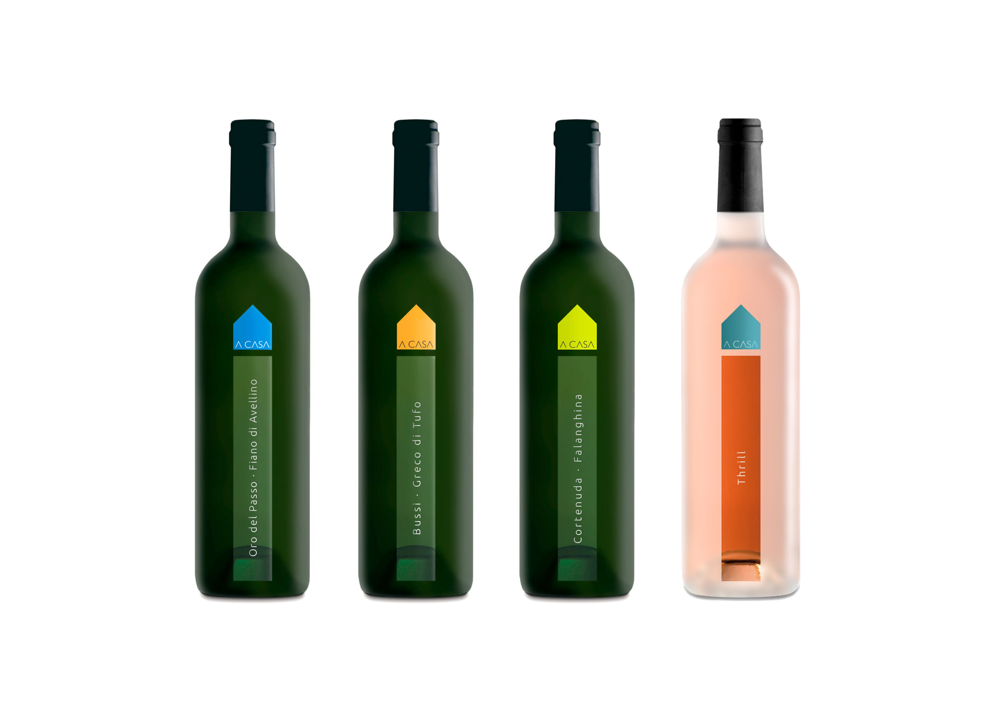 Bottiglie-A-CASA-OK Nuove etichette per vini A Casa. Bianco, rosso e rosè.